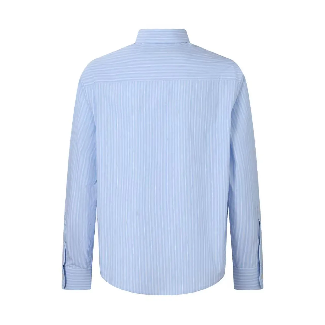 AMI Embroidered Striped Shirt Fabric Selection: Made of 100% cotton poplin fabric. The pure cotton fiber can quickly absorb moisture and perspire, making it refreshing and not stuffy when worn for a long time. The unique plain weave process of poplin makes the fabric both soft and skeletal, not easy to wrinkle and deform, and the upper body is neat and clean. Coupled with the fine blue and white stripes all over the body, the light color scheme is gentle and elegant, which can meet the needs of different scenes. Process 1: Accurately mark the embroidery position on the chest patch pocket to ensure that the pattern does not shift and does not destroy the overall beauty of the striped fabric. High-count embroidery threads of the same color as the fabric are selected, and flat stitch embroidery technology is used. The stitches are evenly tracked, the edges are clean and neat, and the love outline is simple and smooth. It retains recognition without irritating the skin. It is blended into the striped texture in a low-key manner to avoid an abrupt feeling, while ensuring that the embroidery threads are Wear-Resistant. 2: After the embroidery is completed, perform high-temperature ironing and thread trimming to ensure that the pattern is smooth and compliant, and it is not easy to lose thread or warp after being worn for a long time. Details: 1. The collar seat adopts double-layer reinforcement technology, which is not easy to collapse and deform after long-term wear. The collar corner has a soft arc, which can modify the neck line without being too sharp, making it neat and decent. 2. The inner side of the placket has hidden hemming treatment to avoid burrs on the fabric, while enhancing structural stability and preventing it from deforming after multiple washes. Accessories: One-to-one customized buttons Size: S M L XL Style number: D 236
